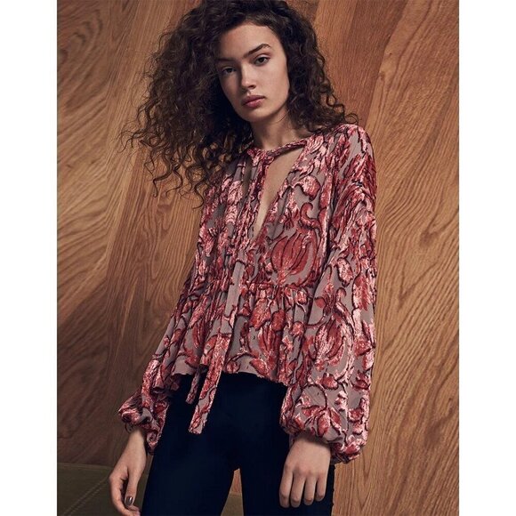 Alexis Caprina Blouse in Burn out Velvet Floral Devore - Picture 1 of 7